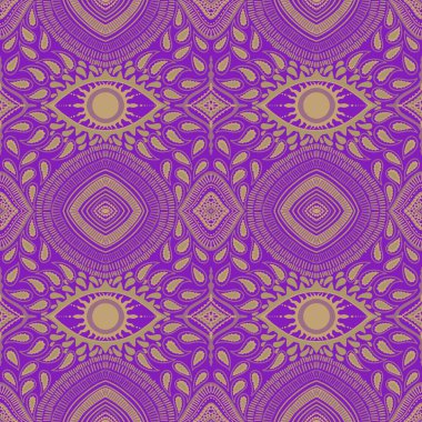 Abstract symbols turkeys seamless evil eyes magic pattern for wrapping paper and fabrics and linens and festive packaging and fashion textiles and summer swimsuit. High quality illustration