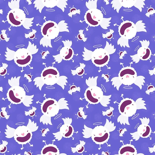 Halloween bats seamless angel and wings pattern for wrapping paper and kids clothes print and fabrics and linens and festive packaging. High quality illustration