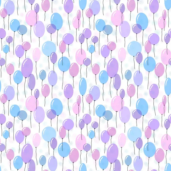 Cartoon festive balloons seamless birthday pattern for wrapping paper and kids clothes print and fabrics and linens and party packaging. High quality illustration