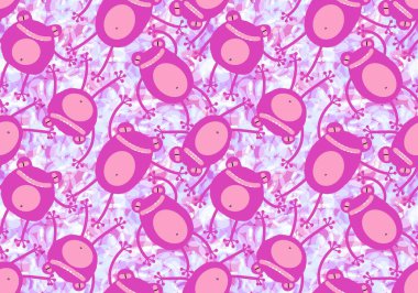 Cartoon animals seamless funny frogs pattern for wrapping paper and kids clothes print and fabrics and linens and festive packaging. High quality illustration