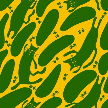 Halloween animals seamless black cats paint markers pattern for wrapping paper and fabrics and linens and kids clothes print. High quality illustration