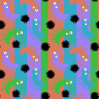 Cartoon bugs seamless caterpillars pattern for wrapping paper and kids clothes print and fabrics and accessories and linens and festive packaging. High quality illustration