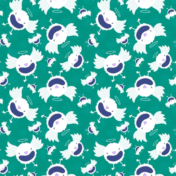 Halloween bats seamless angel and wings pattern for wrapping paper and kids clothes print and fabrics and linens and festive packaging. High quality illustration