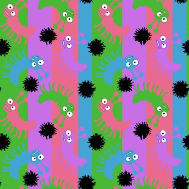 Cartoon bugs seamless caterpillars pattern for wrapping paper and kids clothes print and fabrics and accessories and linens and festive packaging. High quality illustration