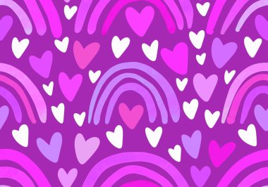 Cartoon watercolor seamless rainbow pattern for wrapping paper and kids clothes print and fabrics and linens and festive packaging and kindergarten textiles. High quality illustration