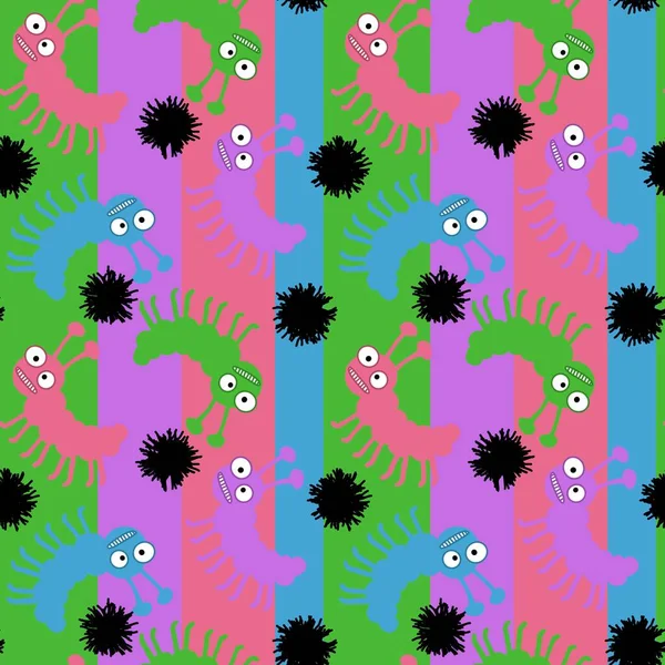 Cartoon bugs seamless caterpillars pattern for wrapping paper and kids clothes print and fabrics and accessories and linens and festive packaging. High quality illustration