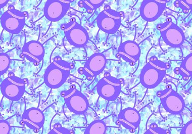 Cartoon animals seamless funny frogs pattern for wrapping paper and kids clothes print and fabrics and linens and festive packaging. High quality illustration