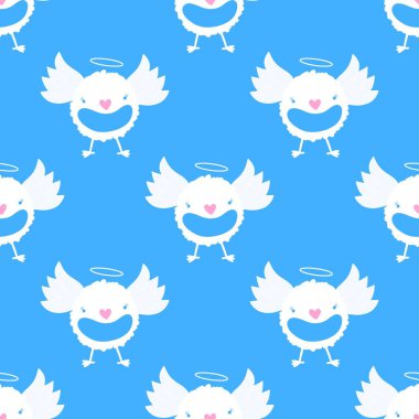 Halloween bats seamless angel and wings pattern for wrapping paper and kids clothes print and fabrics and linens and festive packaging. High quality illustration