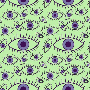 Cartoon doodle ethnic seamless eyes pattern for wrapping paper and fabrics and linens and kids clothes print and summer textiles. High quality photo