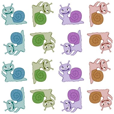 Cartoon animals seamless cute snails pattern for kids clothes print and wrapping paper and fabrics and linens and kindergarten. High quality illustration