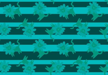 Halloween animals seamless flower cats paint markers pattern for wrapping paper and fabrics and linens and kids clothes print. High quality illustration