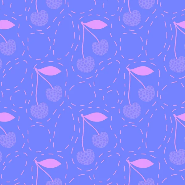 Cartoon Fruit Berries Seamless Cherry Pattern Wrapping Paper Fabrics Linens — 图库照片