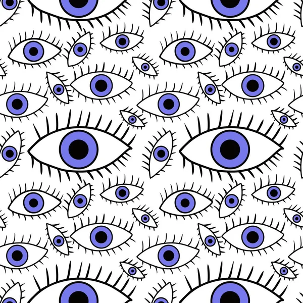Cartoon Doodle Ethnic Seamless Eyes Pattern Wrapping Paper Fabrics Linens — ストック写真