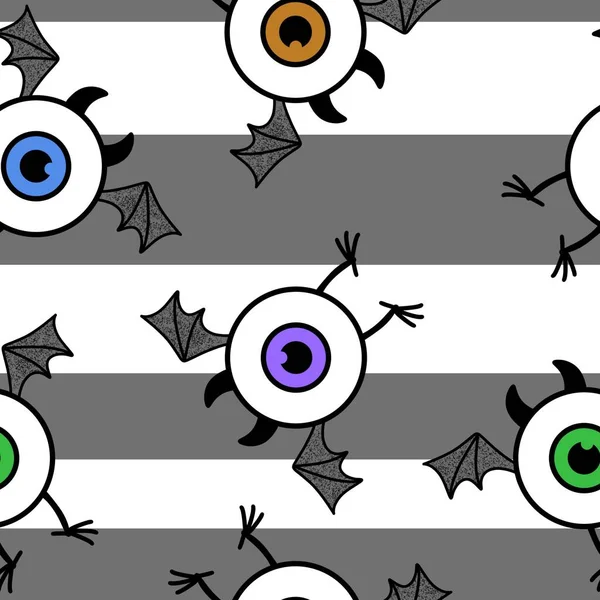 Halloween Cartoon Monsters Seamless Eyes Wings Pattern Wrapping Paper Fabrics — Stock Photo, Image