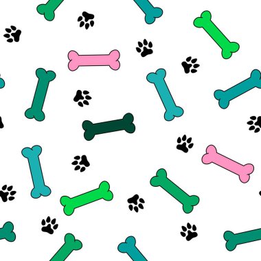 Cartoon animals seamless bones and dog pattern for wrapping paper and fabrics and linens and kids clothes print and shops packaging. High quality illustration