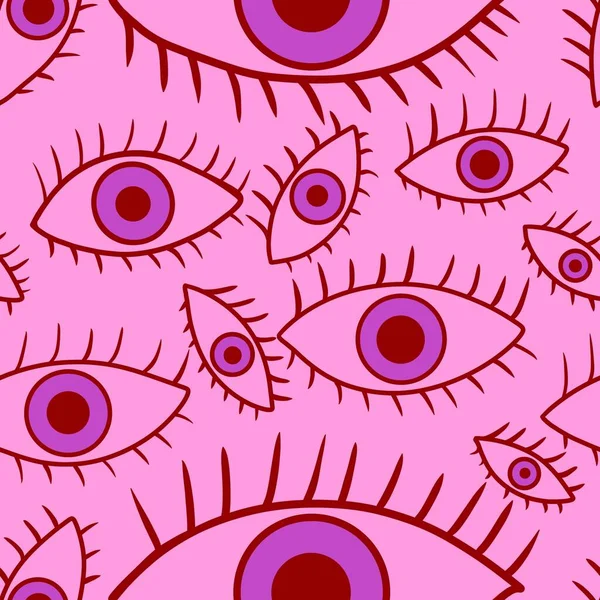 Cartoon Doodle Ethnic Seamless Eyes Pattern Wrapping Paper Fabrics Linens — Stock Fotó