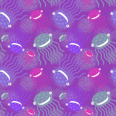 Çizgi filmlerdeki okyanus hayvanları, ambalajsız ahtapot desenleri, kumaşlar, çarşaflar, çocuk giysileri, tekstil ve mayolar. Yüksek kaliteli illüstrasyon