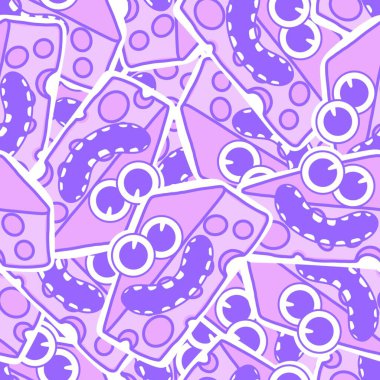 Cartoon cheese seamless funny monsters pattern for wrapping paper and kids clothes print and fabrics and linens and kitchen textiles and fashion and summer accessories. High quality illustration