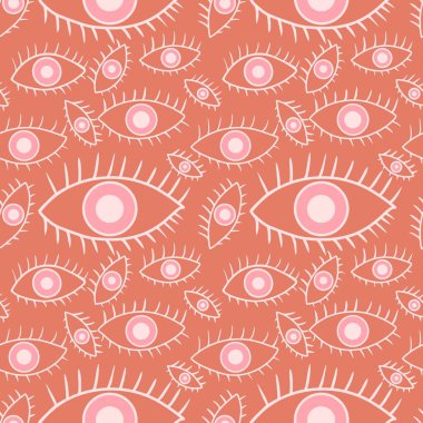 Cartoon doodle ethnic seamless eyes pattern for wrapping paper and fabrics and linens and kids clothes print and summer textiles. High quality photo