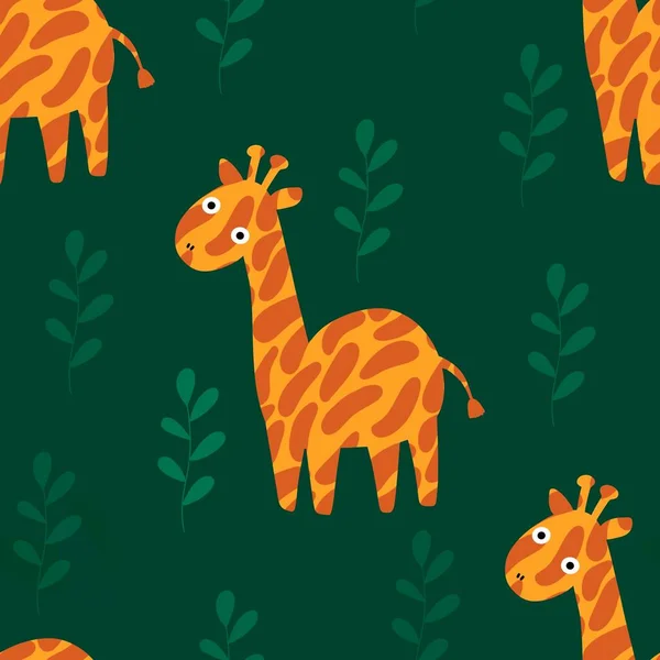Cartoon Zomer Dieren Naadloze Giraffen Patroon Voor Het Inpakken Van — Stockfoto