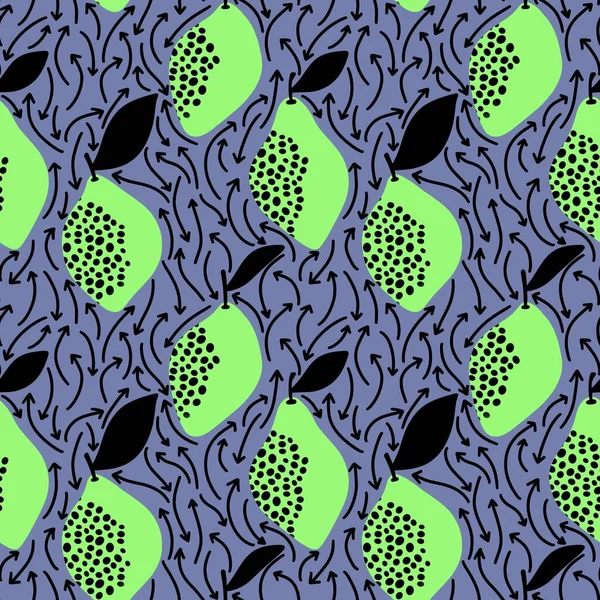 Cartoon Summer Fruit Seamless Lemon Polka Dots Pattern Wrapping Paper — ストック写真