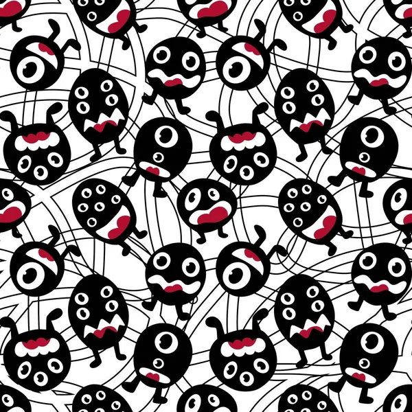 Cartoon Monsters Seamless Emoticons Aliens Pattern Kids Clothes Print Wrapping — Foto de Stock