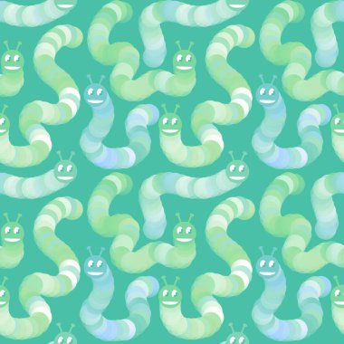Cartoon animals summer season worms caterpillars pattern for wrapping paper and kids clothes print and fabrics and linens and kindergarten textiles. High quality illustration