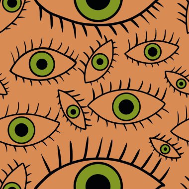 Cartoon doodle ethnic seamless eyes pattern for wrapping paper and fabrics and linens and kids clothes print and summer textiles. High quality photo