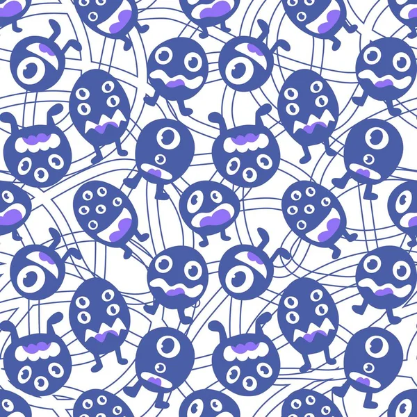 Cartoon Monsters Seamless Emoticons Aliens Pattern Kids Clothes Print Wrapping —  Fotos de Stock