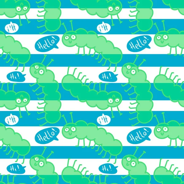 Cartoon summer animals seamless caterpillars pattern for notebooks and wrapping paper and kids clothes print and fabrics and linens and kindergarten. High quality illustration