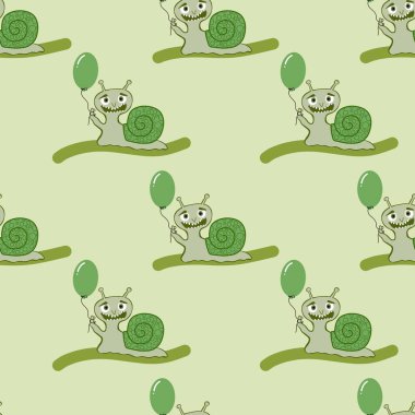 Cartoon animals seamless cute snails pattern for kids clothes print and wrapping paper and fabrics and linens and kindergarten. High quality illustration