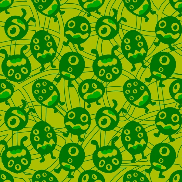 Cartoon Monsters Seamless Emoticons Aliens Pattern Kids Clothes Print Wrapping —  Fotos de Stock