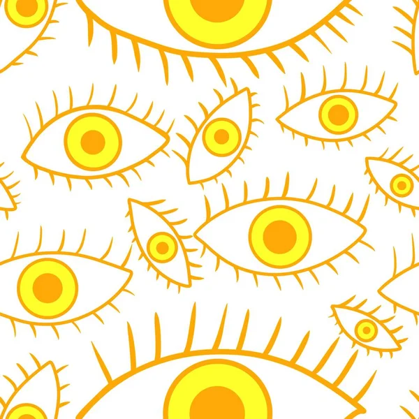 Cartoon Doodle Ethnic Seamless Eyes Pattern Wrapping Paper Fabrics Linens —  Fotos de Stock