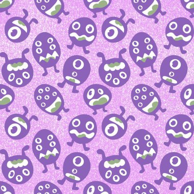 Cartoon monsters seamless emoticons aliens pattern for kids clothes print and wrapping paper and fabrics and linens and kindergarten. High quality illustration