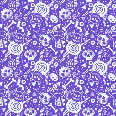 Cartoon monsters seamless emoticons aliens pattern for kids clothes print and wrapping paper and fabrics and linens and kindergarten. High quality illustration