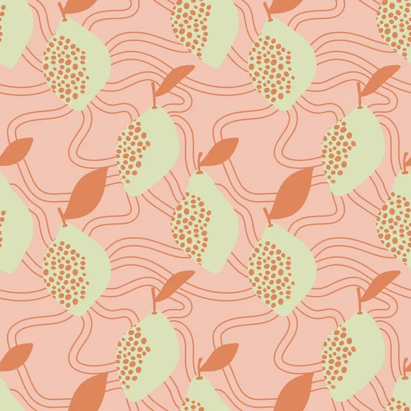 Cartoon Summer Fruit Seamless Lemon Polka Dots Pattern Wrapping Paper — Stok fotoğraf