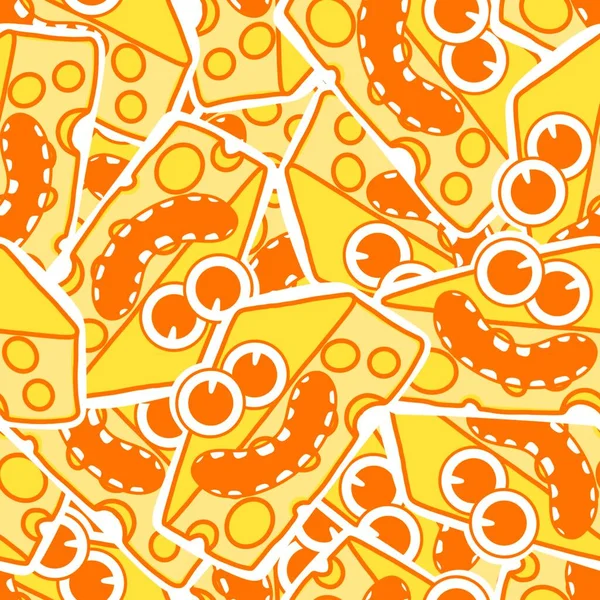 Cartoon Cheese Seamless Funny Monsters Pattern Wrapping Paper Kids Clothes — Fotografia de Stock