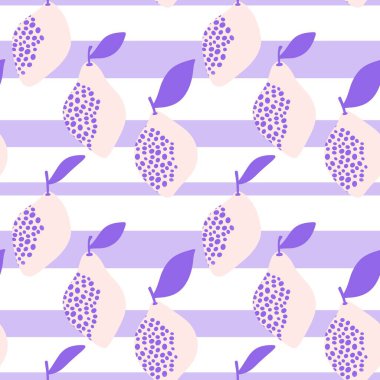 Cartoon summer fruit seamless lemon and polka dots pattern for wrapping paper and kids clothes print and fabrics and linens and kitchen textiles. High quality illustration