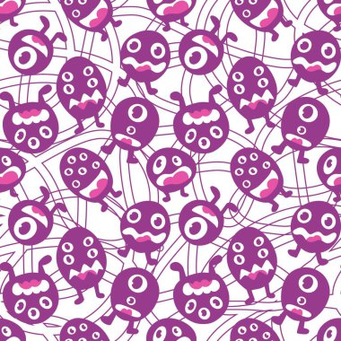 Cartoon monsters seamless emoticons aliens pattern for kids clothes print and wrapping paper and fabrics and linens and kindergarten. High quality illustration