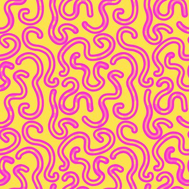 Soyut çizgiler kağıtları, kumaşları, çarşafları, çocuk aksesuarlarını, kıyafet baskılarını ve ambalajları paketlemek için kusursuz kurdeleler çizer. Yüksek kaliteli illüstrasyon