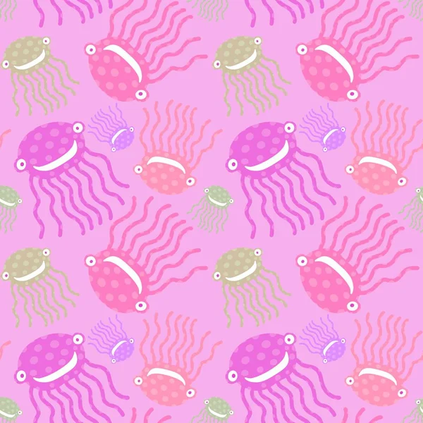 Cartoon Ocean Animals Seamless Octopus Pattern Wrapping Paper Fabrics Linens — Stock Photo, Image