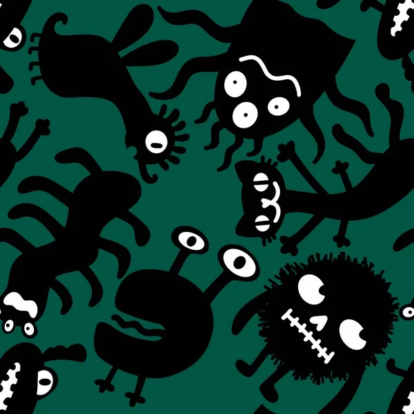 Cartoon Monsters Seamless Emoticons Aliens Pattern Kids Clothes Print Wrapping — Foto Stock
