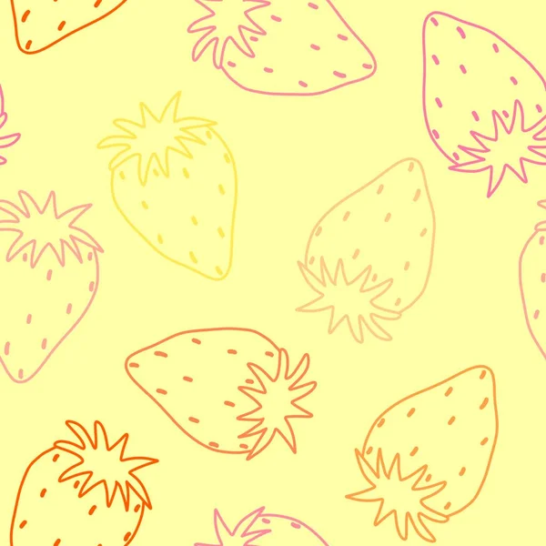 Patrón Fresa Sin Costura Garabato Fruta Dibujos Animados Para Papel —  Fotos de Stock