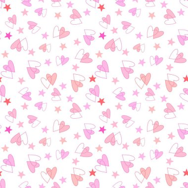 Sevgililer Günü karikatür desenli ambalaj kağıtları ve çocuk giysileri ve kumaşlar ve aksesuarlar ve çarşaflar ve tekstil. Yüksek kaliteli illüstrasyon