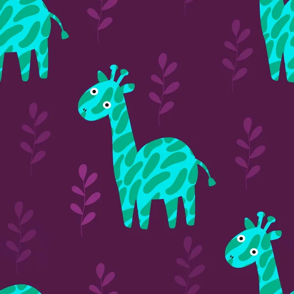 Desenhos Animados Verão Animais Sem Costura Girafas Padrão Para Papel — Fotografia de Stock