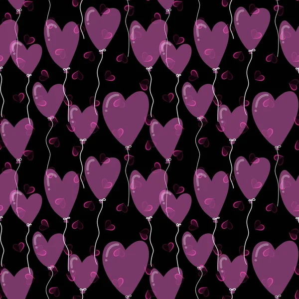 Cartoon Festive Season Birthday Balloons Ribbons Valentines Hearts Pattern Wrapping — Stock Photo, Image