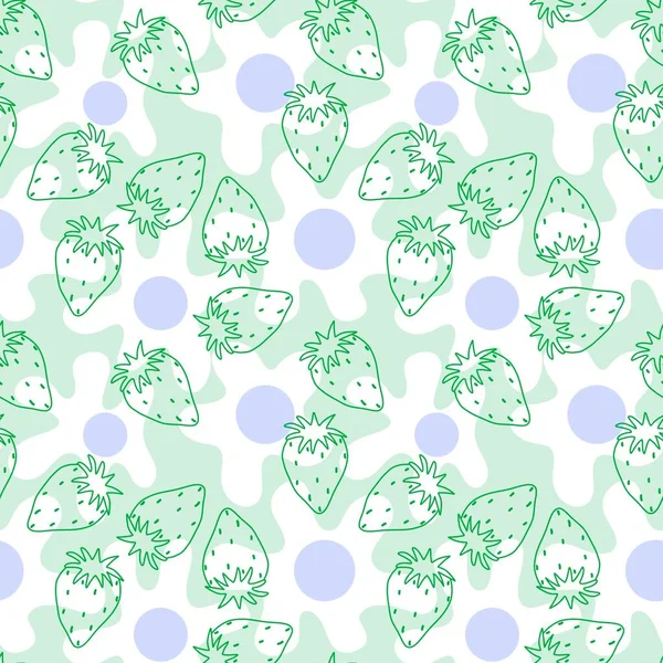 Cartoon Summer Seamless Strawberry Scrambled Eggs Pattern Wrapping Paper Fabrics — Stock Photo, Image