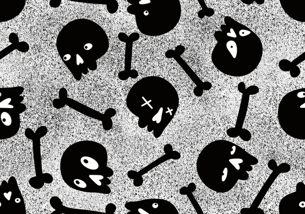 Cartoon Doodle Seamless Halloween Skulls Pattern Wrapping Paper Clothes Print — Foto de Stock