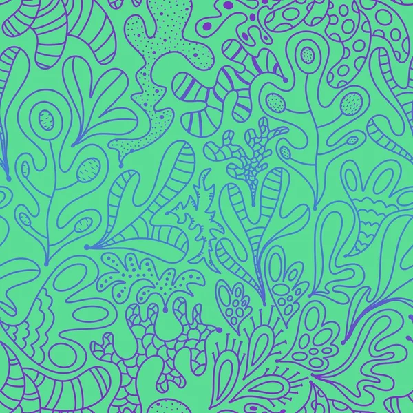 Summer abstract doodle ocean floral seamless coral pattern for fabrics and packaging and wrapping paper and kids clothes print and swimsuit textiles. High quality illustration