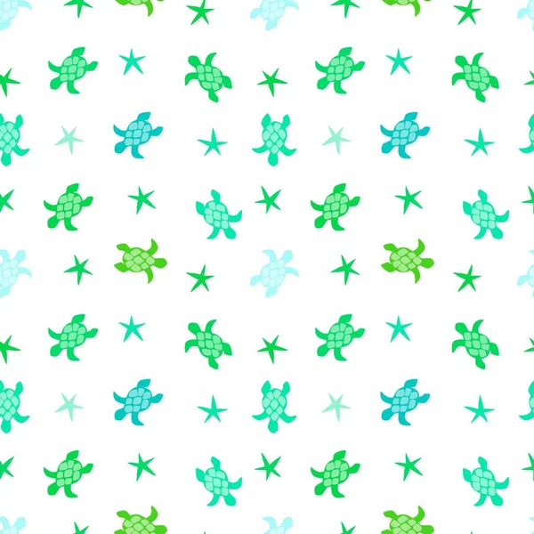 Animals Cartoon Seamless Turtle Water Ocean Waves Pattern Wrapping Paper — Stock Photo, Image